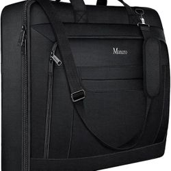 MANCRO Travel Garment Bag Black Shoulder Strap & Back Strap Zipper Closure