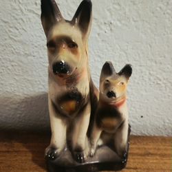 1930/40s Carnival Chalkware German Shepherds (AS-IS PLEASE READ)