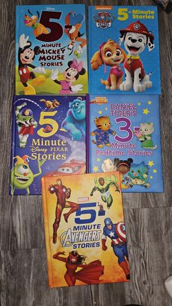 5 DISNEY 5-Minute Stories Hardcover Paw Patrol, Avengers, Mickey Mouse, PIxar, Daniel Tiger
