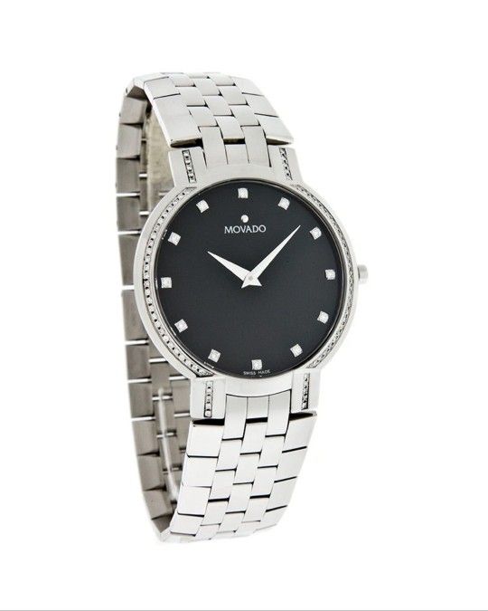 Movado Diamond Men's Black Dial Watch #13828
