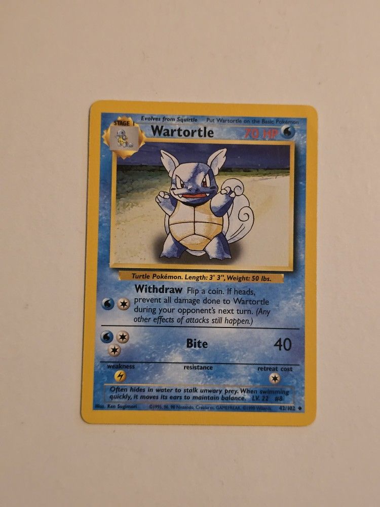 Pokémon Wartortle 42/102 BS Base Set Unlimited LP/NM
