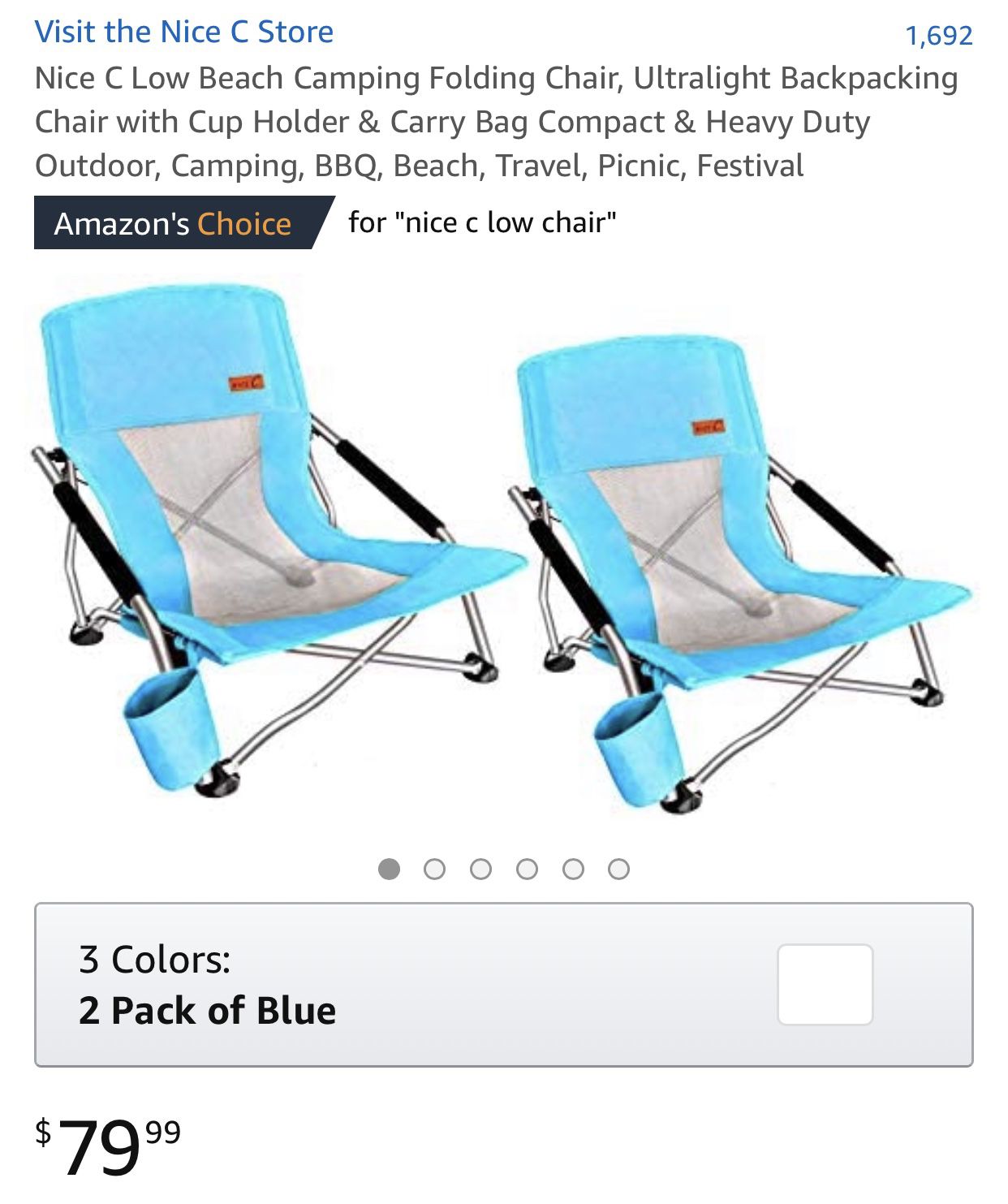 Nice C Low Beach Camping Folding Chair (pair brand new)