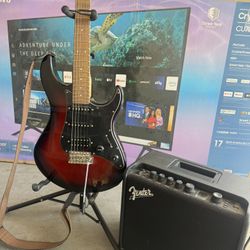 Yamaha Pacifica Electric Guitar + Fender Mustang LT25 Amp