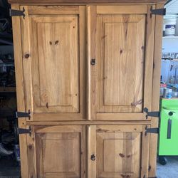 Rustic pine computer hutch