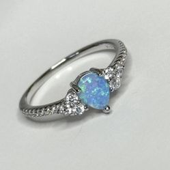 Blue Opal 💍 925 Sterling Silver Ring Size 7