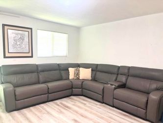 Grey power reclining sectional sofa