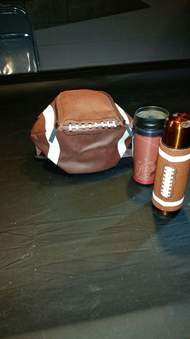 Football cooler, thermos & cup