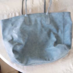 Saks Fifth Avenue Blue Slate XL PU Tote Bag