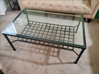 Vintage IKEA GRANÅS Glass & Metal Coffee Table