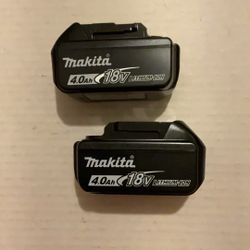 Brand New Makita 18 Volts Lithium Ion 4.0 AH Batteries.      130 Firm on Price.      130 Firme en Precio.