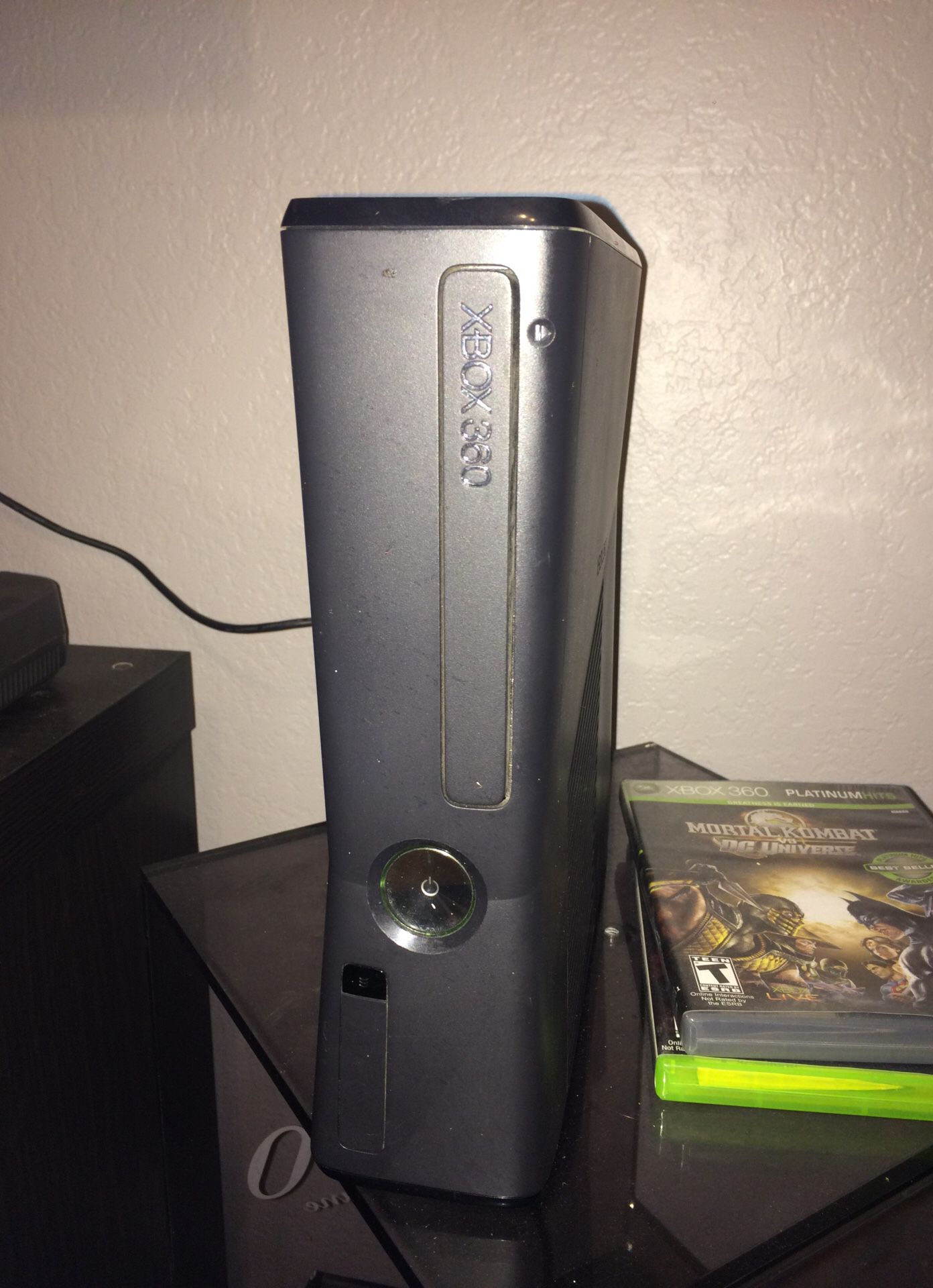 Xbox 360 black slim edition with additional internal 250 GB hard drive that’s jail broke for Xbox live so you don’t have to pay