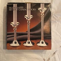 Silver Plates 3 Candel Sticks Holder