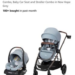 Maxi-Cosi Zelia 2 Luxe 5-in-1 Baby Travel System Car Seat and Stroller, new hope gray