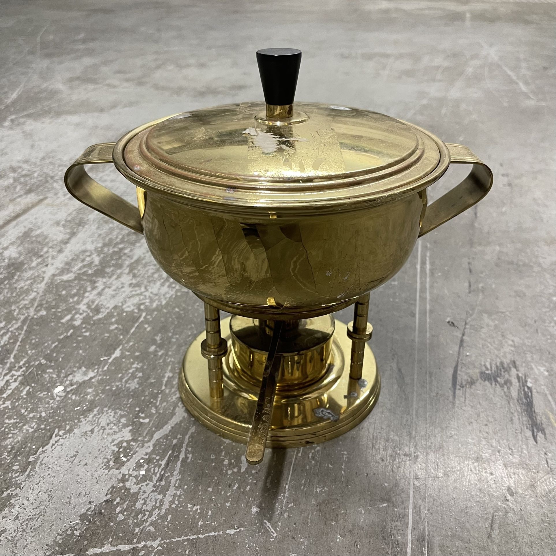 Vintage Brass Mid Century Tommi Parzinger for Dorlyn Silversmiths Chaffing Dish Warming Server With Pyrex Insert