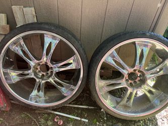2 24 Chrome Rims  Brand New Tires (5 Lug)