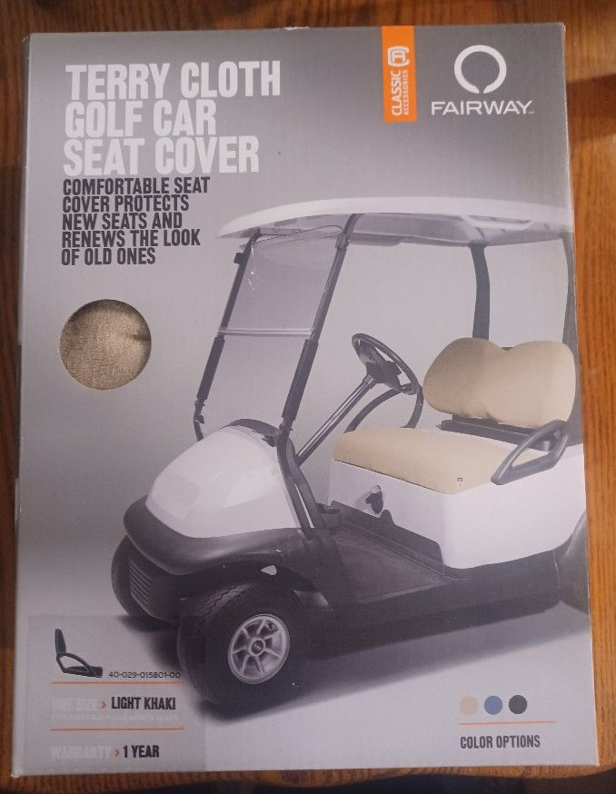 Fairway Light Khaki Terry Cloth Golf Car Seat Cover New In Box Never Used