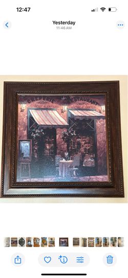 Large Framed French Café Wall Art – 39” x 39” – Ornate Frame