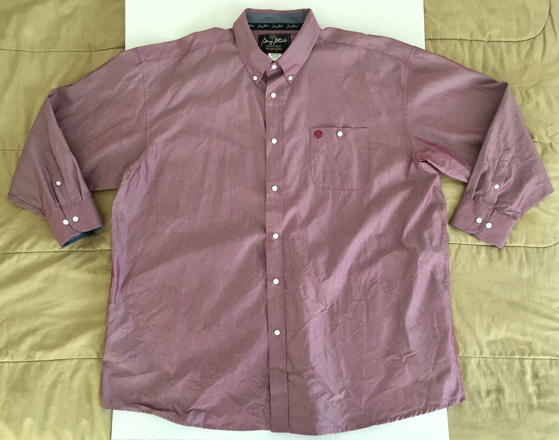 Wrangler George Strait Metallic Pink Modern L/S Dress Button Shirt Mens Sz 4XL