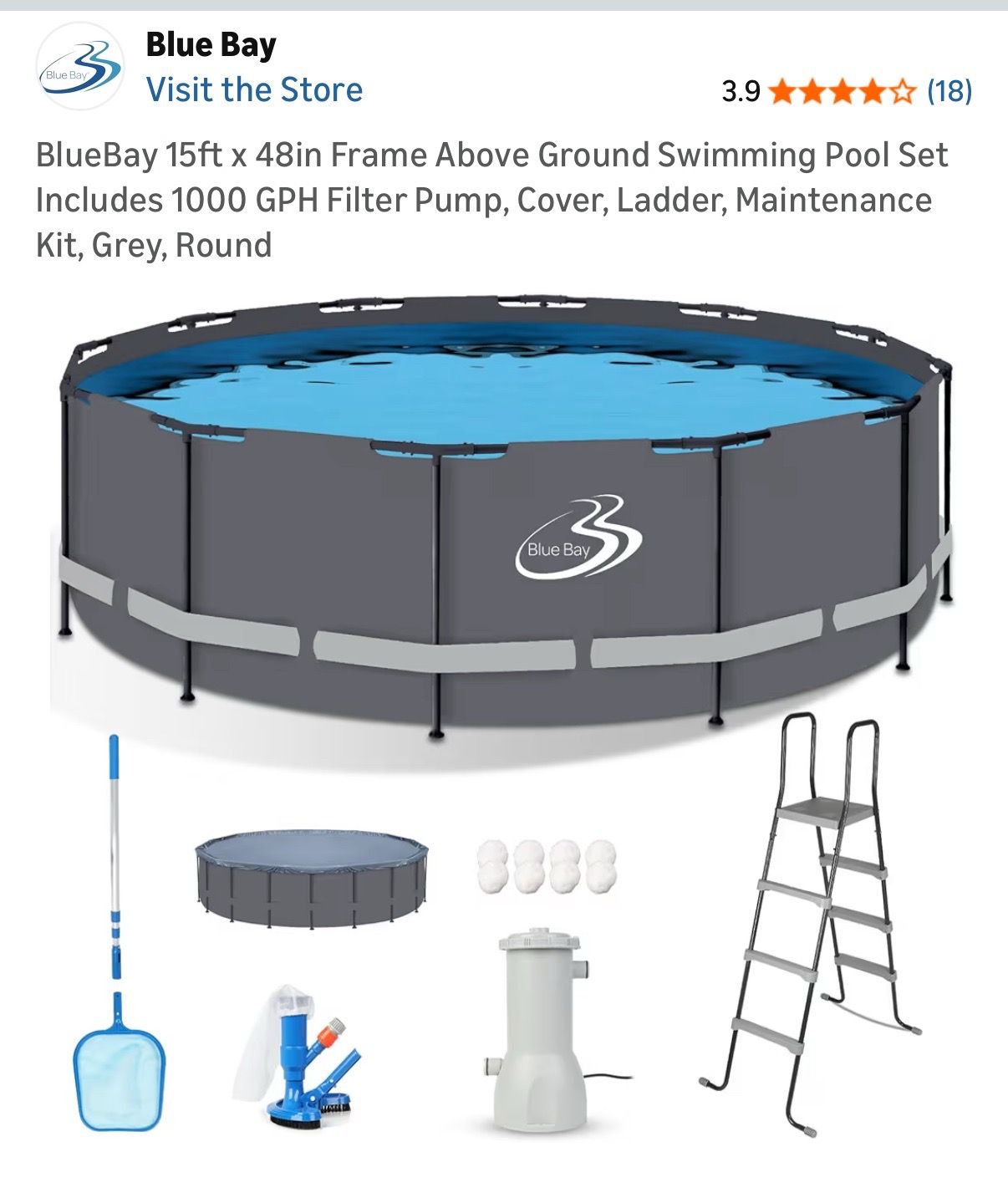 Like new pool 15x15 48 inches deep