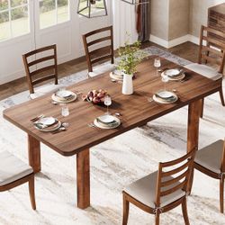 Rectangular D-i-n-ing Ta-bles > 63-Inch D-i/ ning Ta-ble, Wood Farm-ho-use K-i-tchen Table For 4-6( Ta-ble Only)