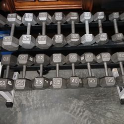 Dumbbells, Bench, Plates, Curl Bar And Stands