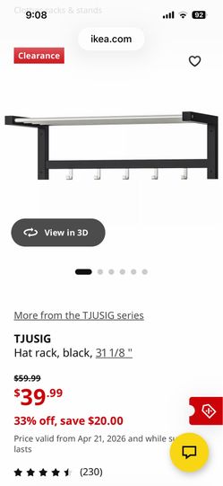 IKEA TJUSIG Hat Rack