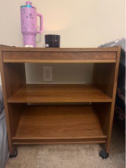wooden nightstand with wheels