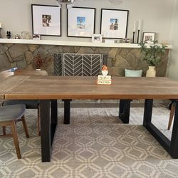 Solid Wood Modern Dining Table 80-91-102”