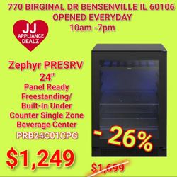 🍷New Zephyr PRESRV 24" Panel Ready Beverage Center PRB24C01CPG