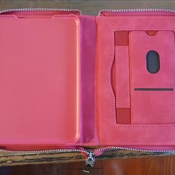 KINDLE 8" CRANBERRY SUEDE ZIPPER NOTEBOOK , BRAND NEW