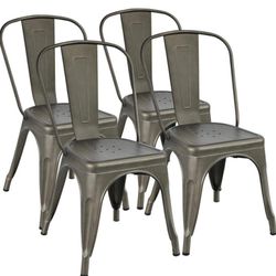 Yaheetech Iron Metal Dining Chairs Stackable.