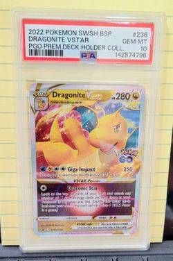 Pokemon Graded Slab PSA 10 2022 Pokemon SWSH DRAGONITE  VStar PGO Prem.Deck Holder Coll