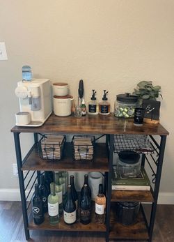 Brown farmhouse style coffee station