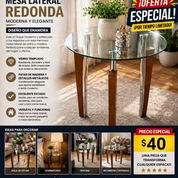 Modern Round Glass Side Table – Excellent Condition ✨ $40