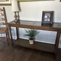 Vintage Two Tier console Table With Glass Top