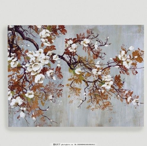 World Market Blossoming Tree Branch Stretched Cavanas with Brush Mark Details