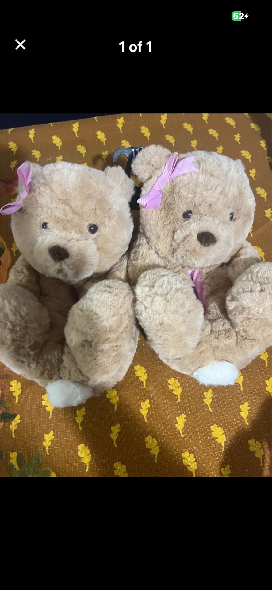 Wonder, nation, teddy bear, cozy girls slip on plush teddy bear slippers size 11/12 last one