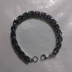 Multi-color Quads And Sterling Silver Bracelet Lent 7 1/2 New 