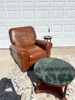 Cognac Leather Recliner Armchair