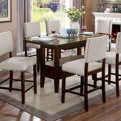 Brand New Brown Cherry 7pc Counter Height Dining Table Set 