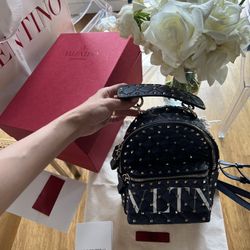 VALENTINO MINI ROCKSTUD SPIKE QUILTED LEATHER BACKPACK