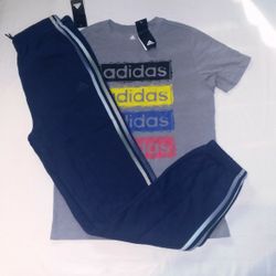 Adidas Boys Youth 2pc Jogger & Tee Set- Large 