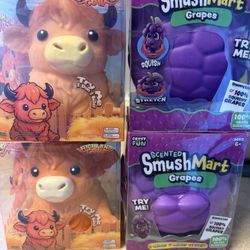 Grape And Highland Cow Squishy Brand New