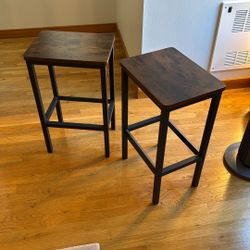 2 Counter Height Rustic Brown Bar Stools