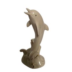 LENOX Dolphin Jumping Figurine - Porcelain with Gold Detail