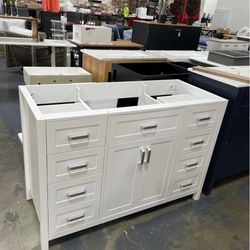 Assess New 47" Solid Wood Frame Bathroom Vanity Base Only Cabinet with Soft-Closing Drawers Doors