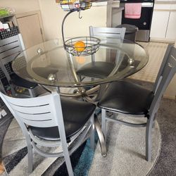 5 Piece Round Glass Dining Table Set