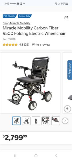 Miracle Mobility Carbon Fiber 9500 Folding Electric Wheelchair $1,300