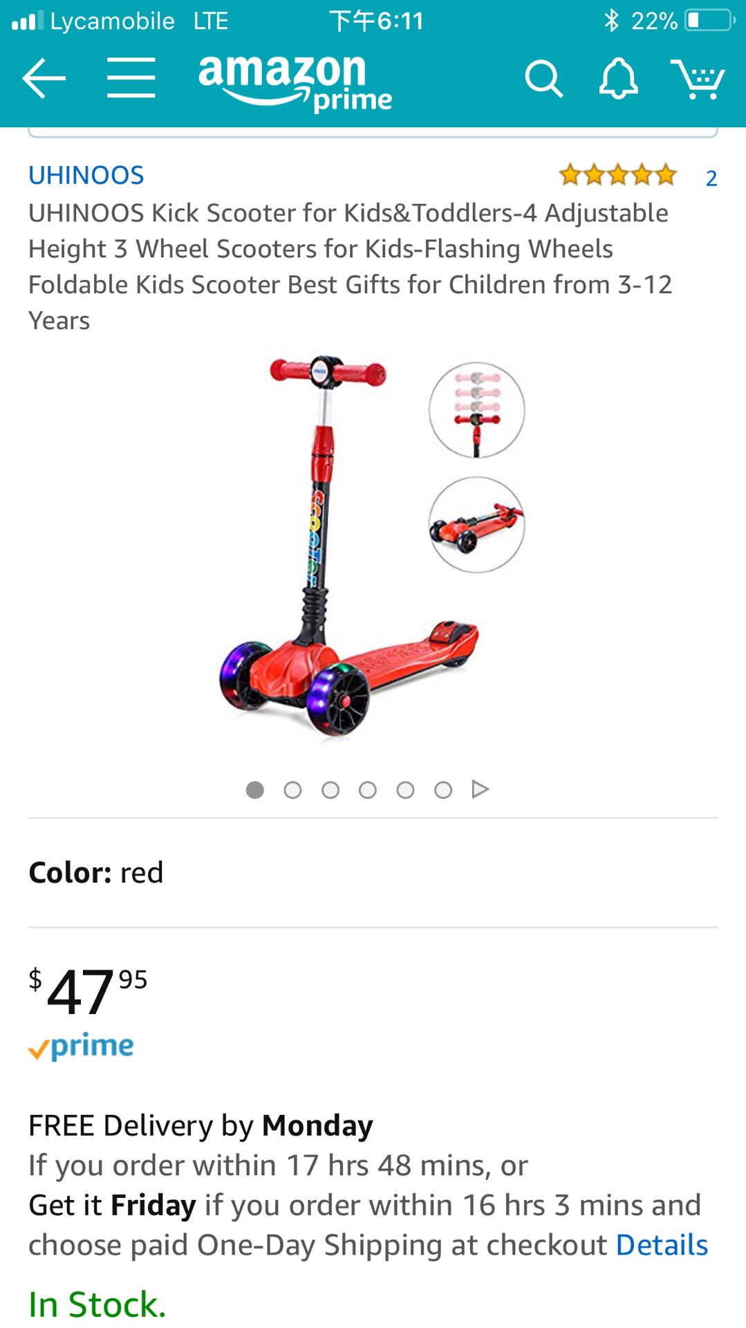 Brand new UHINOOS Kick Scooter for Kids&Toddlers