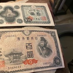 1940s Japanese Yen Bank Notes 